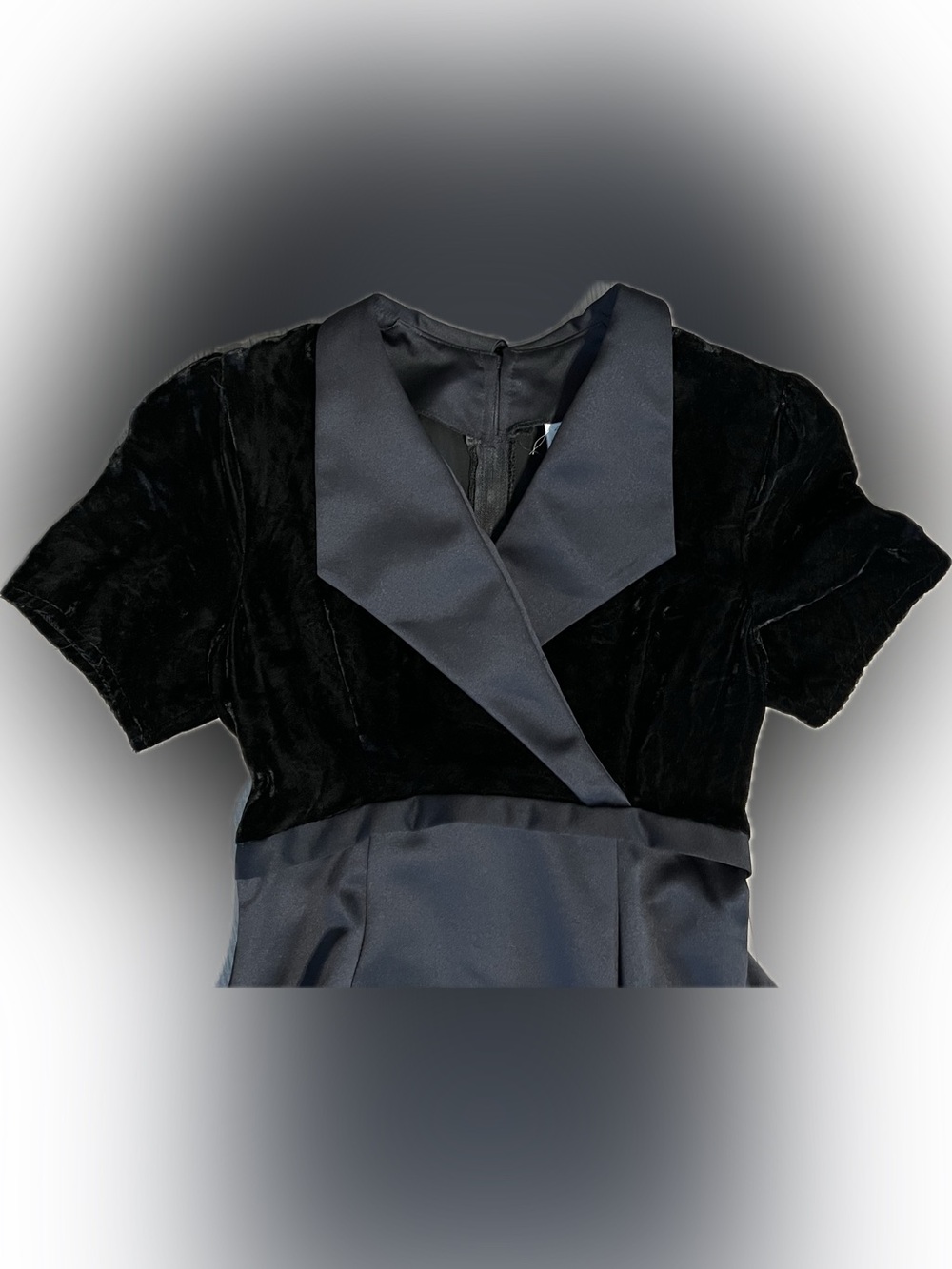 Black Concert Dress Satin Elegant Velvet Short-Sleeve Maxi Dress XS